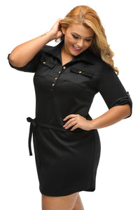 Plus Size Belted Textured Dress
