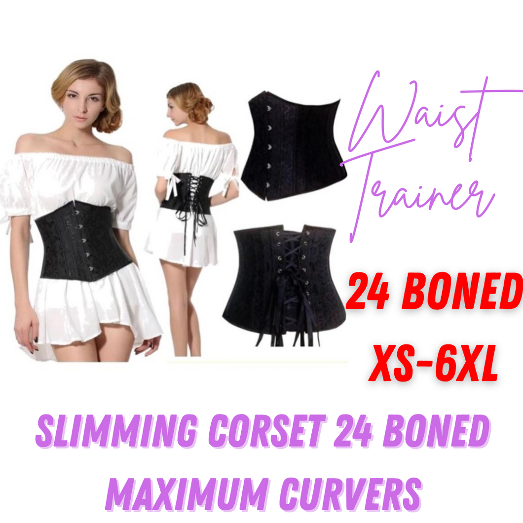 Waist Trainer - Slimming Corset 24 Boned - Best for Shaping and Curves